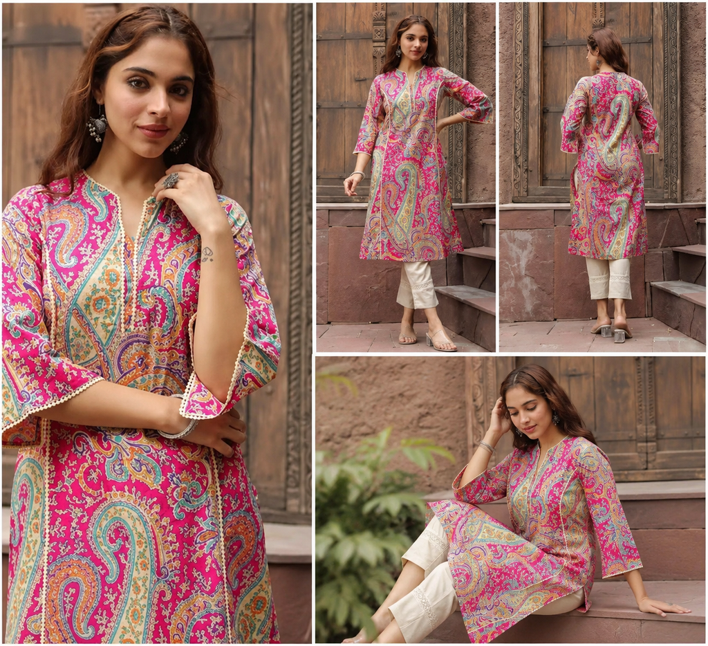 Pink Lace Designer Kurta