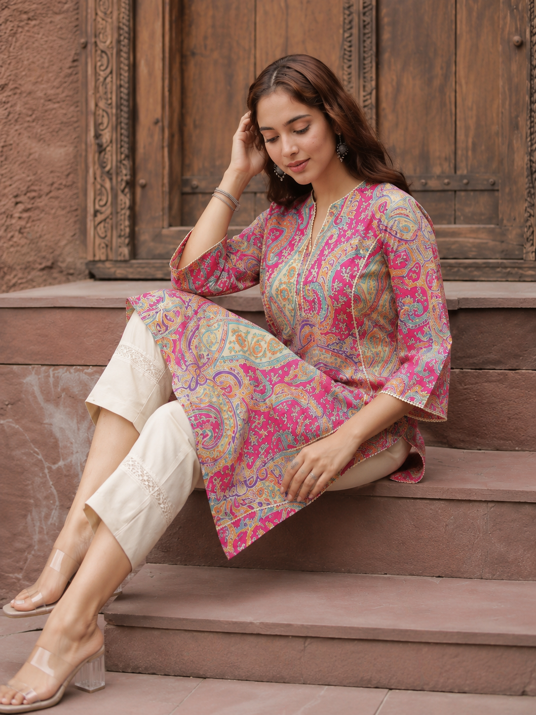 Pink Lace Designer Kurta